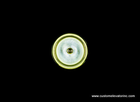 The C-5 ceiling offers a white melamine finish with 12 in. diameter, polished brass, frosted white glass light fixture.